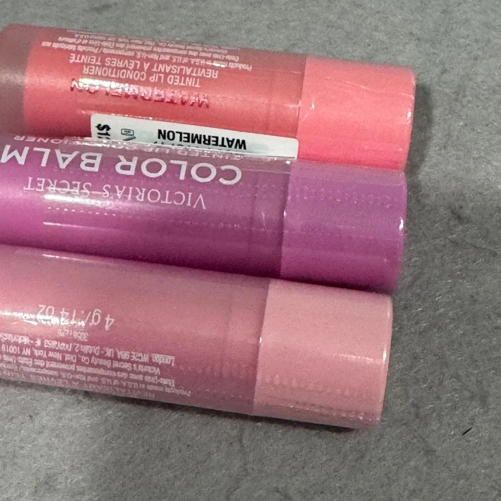 Victoria's Secret Color Balm Tinted Lip Conditioner Set Pink Watermelon Rose 3pc